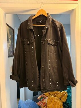 Simply Be Black Denim Jacket - Classic Black